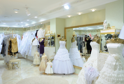 Interior of wedding fashion store